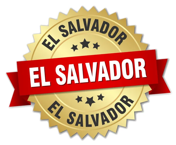 El Salvador placa redonda dorada con cinta roja — Archivo Imágenes Vectoriales