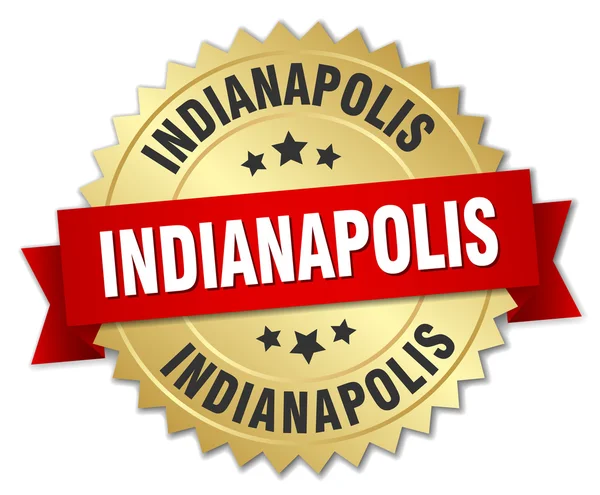 Insigne rond Indianapolis doré avec ruban rouge — Image vectorielle