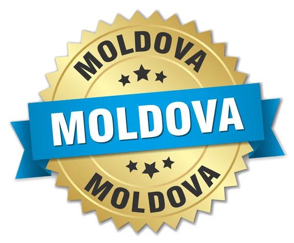 Insignia redonda de oro moldova con cinta azul — Archivo Imágenes Vectoriales