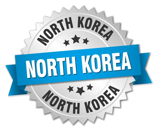 Korea Północna okrągły znaczek srebrny z niebieską wstążką — Wektor stockowy