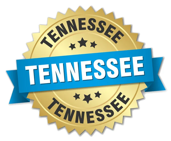 Tennessee ronde gouden badge met blauw lint — Stockvector