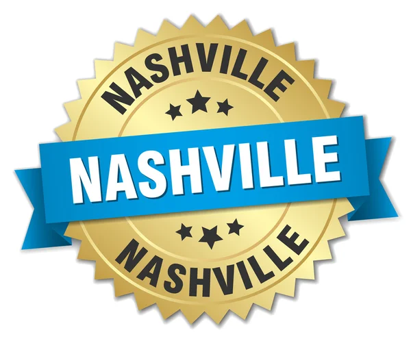 Nashville ronda insignia dorada con cinta azul — Vector de stock