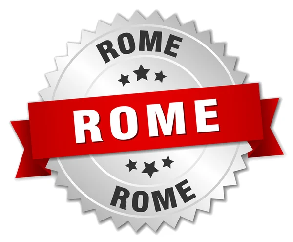 Insigne Rome rond en argent avec ruban rouge — Image vectorielle