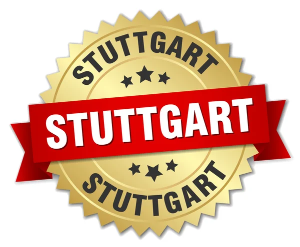 Stuttgart runda golden badge med rött band — Stock vektor