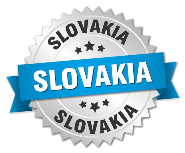 Slovakia round silver badge with blue ribbon — Stock Vector