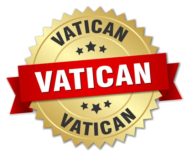 Vaticaan ronde gouden badge met rood lint — Stockvector