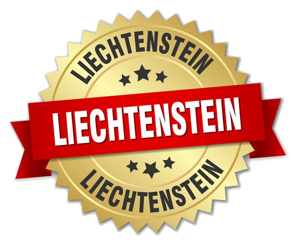 Liechtenstein ronde gouden badge met rood lint — Stockvector