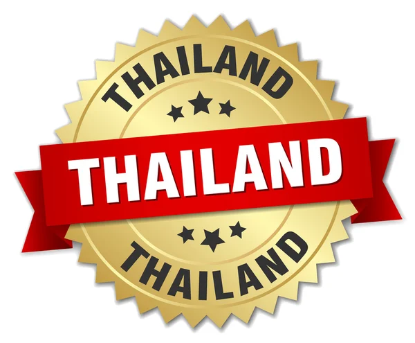 Tailândia crachá dourado redondo com fita vermelha — Vetor de Stock