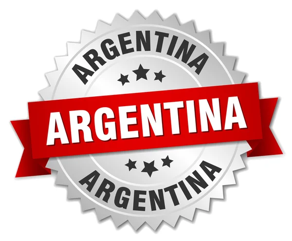 Argentina distintivo argento rotondo con nastro rosso — Vettoriale Stock