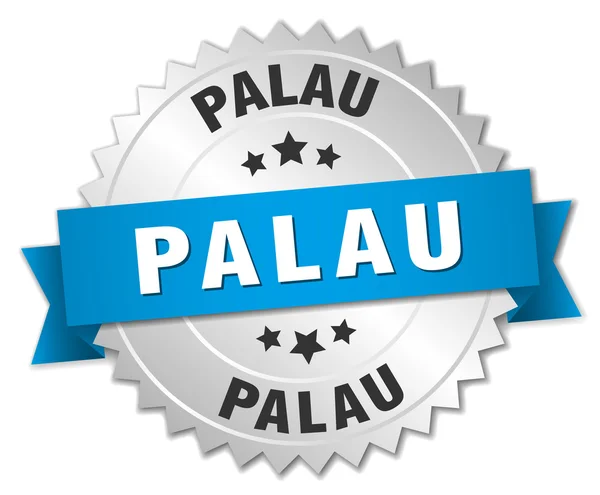 Distintivo Palau rotondo in argento con nastro blu — Vettoriale Stock