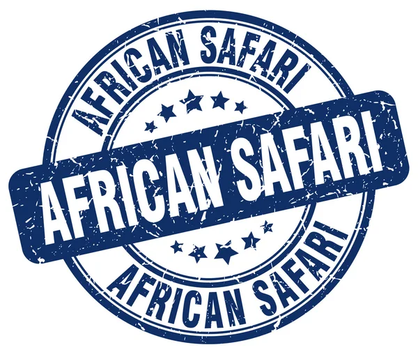 Safari africano grunge azul redondo selo de borracha vintage — Vetor de Stock