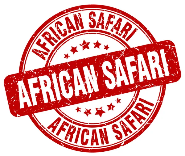 Safari africano grunge rojo ronda sello de goma vintage — Archivo Imágenes Vectoriales