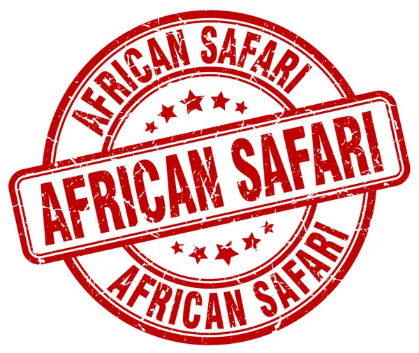 Safari africano grunge rojo ronda sello de goma vintage — Archivo Imágenes Vectoriales