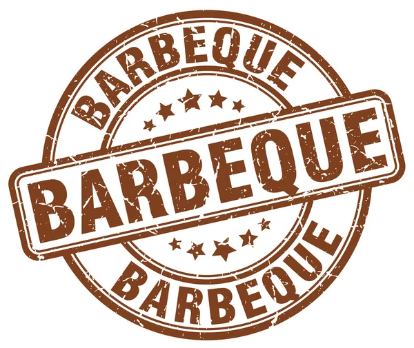 Barbecue brun grunge rond timbre en caoutchouc vintage — Image vectorielle