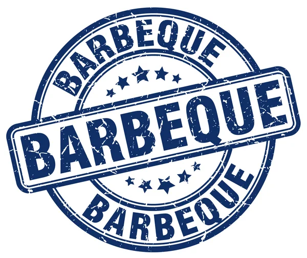 Barbecue grunge bleu rond timbre en caoutchouc vintage — Image vectorielle