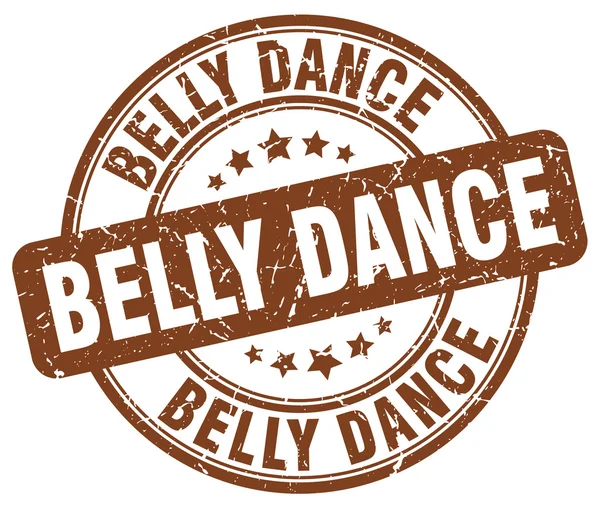 Belly dance brown grunge round vintage rubber stamp — Stock Vector