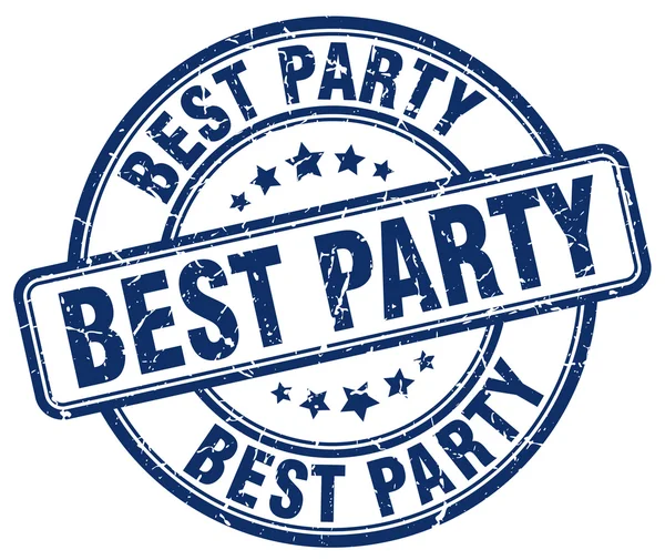 最高のパーティー ブルー グランジ ラウンド ヴィンテージ スタンプ — ストックベクタ