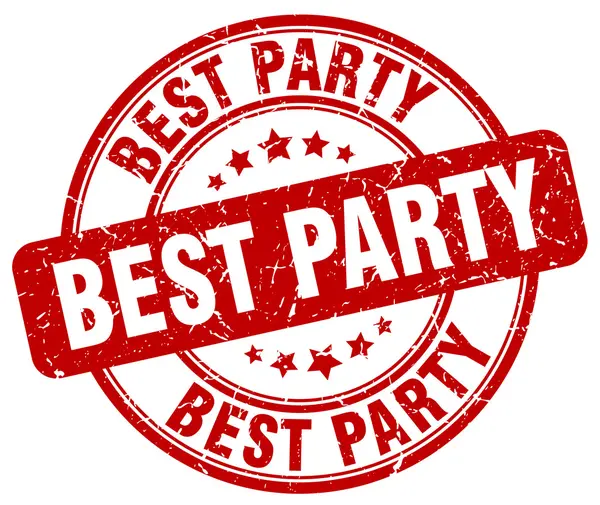 最高のパーティー赤いグランジ ラウンド ヴィンテージ スタンプ — ストックベクタ