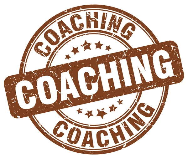 Coaching marron grunge rond timbre en caoutchouc vintage — Image vectorielle