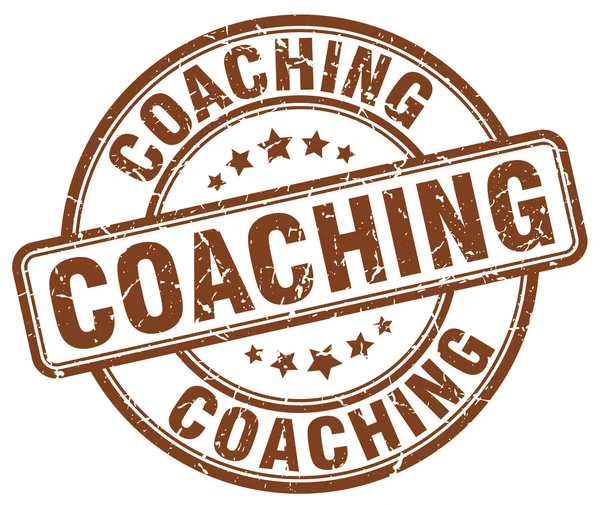 Coaching marron grunge rond timbre en caoutchouc vintage — Image vectorielle