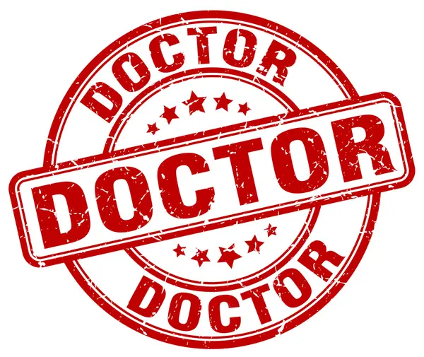 Κόκκινο γιατρός grunge στρογγυλή εκλεκτής ποιότητας καουτσούκ σφραγίδα — Διανυσματικό Αρχείο