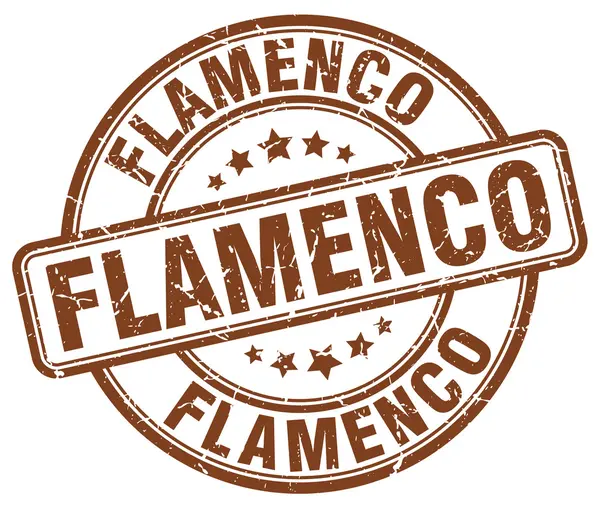 Timbre en caoutchouc vintage rond grunge marron flamenco — Image vectorielle