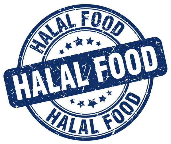 Halal food bleu grunge rond timbre en caoutchouc vintage — Image vectorielle