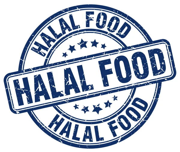 Halal cibo blu grunge rotondo timbro di gomma vintage — Vettoriale Stock