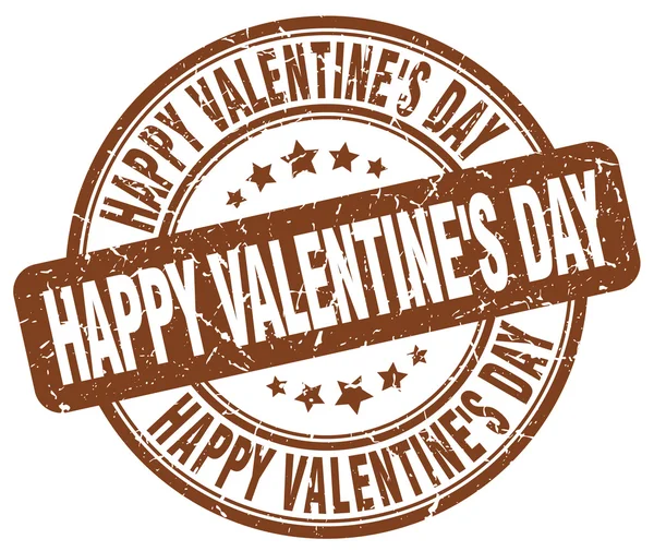Happy Valentine's day brown grunge round vintage rubber stamp — Stock Vector