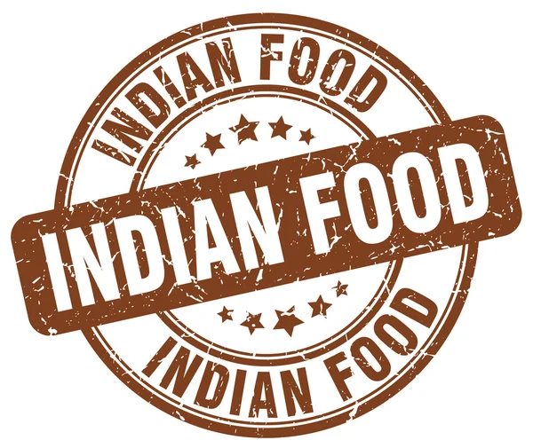 Indian food brown grunge round vintage rubber stamp — Stock Vector