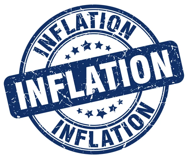 Inflación grunge azul ronda sello de goma vintage — Vector de stock