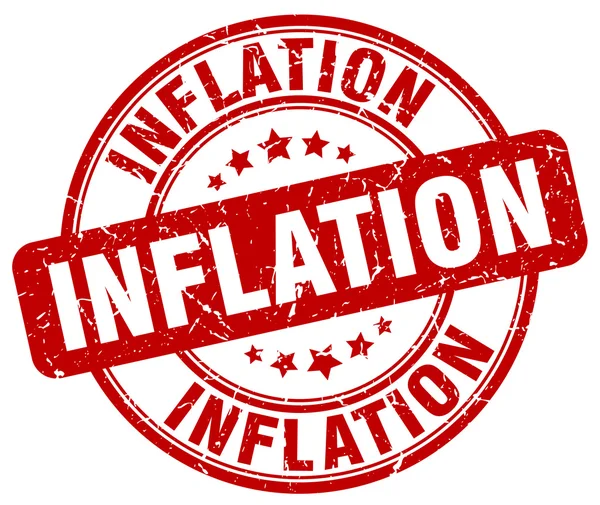 Inflation red grunge round vintage rubber stamp — Stockvektor