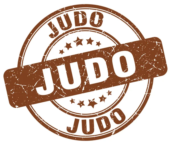Judo kahverengi grunge vintage lastik damgası yuvarlak — Stok Vektör