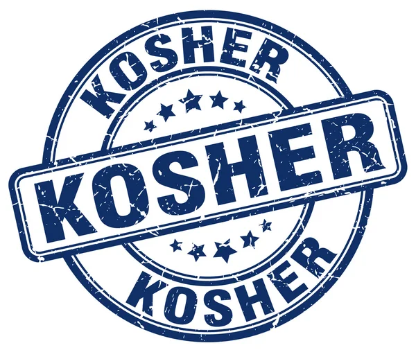 Kosher blå grunge runda vintage gummistämpel — Stock vektor