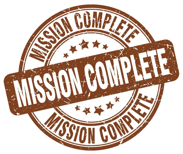 Mission complete brown grunge round vintage rubber stamp — Stock Vector