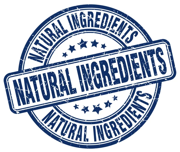 Ingredientes naturales grunge azul ronda sello de goma vintage — Vector de stock