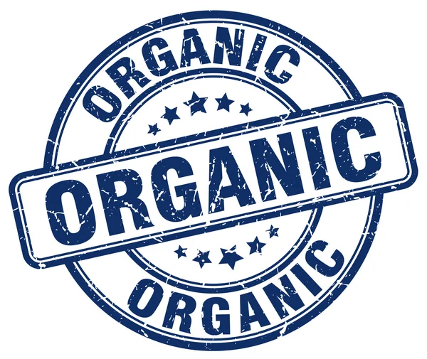 Organico blu grunge rotondo timbro di gomma vintage — Vettoriale Stock