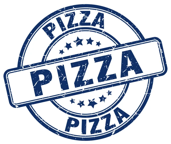 Пицца синяя круглая круглая винтажная резиновая марка — стоковый вектор