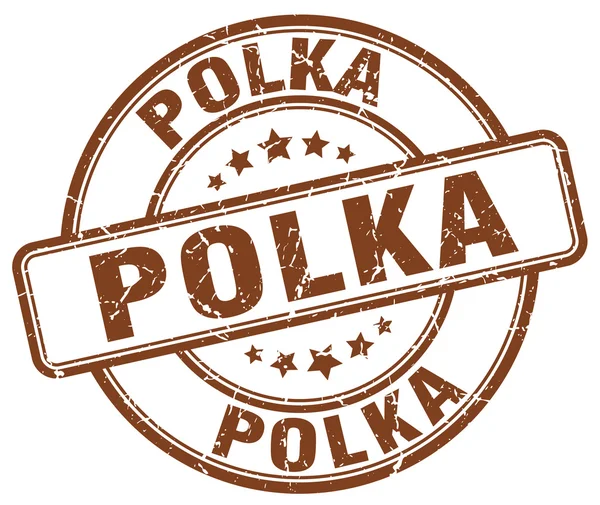 Polka grunge marrón redondo sello de goma vintage — Archivo Imágenes Vectoriales
