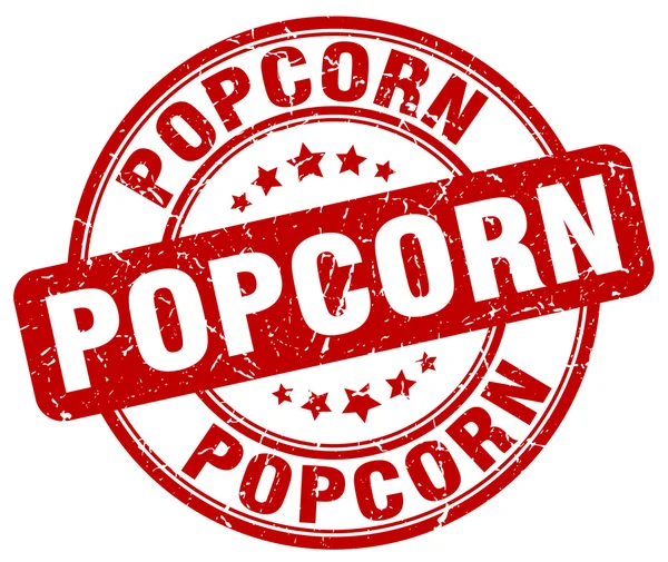 Popcorn red grunge round vintage rubber stamp — Stockvektor