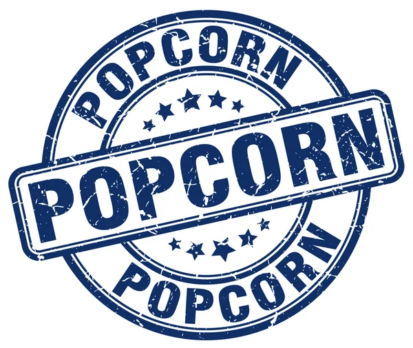 Popcorn blue grunge round vintage rubber stamp — Stock Vector