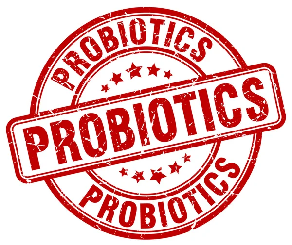 Probiotiques grunge rouge rond timbre en caoutchouc vintage — Image vectorielle