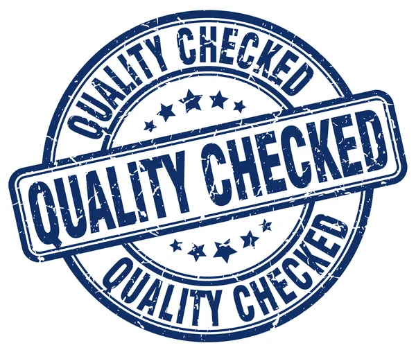 Quality checked blue grunge round vintage rubber stamp — Stock Vector