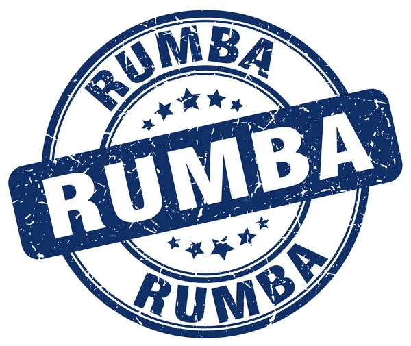 Timbre en caoutchouc vintage rond grunge bleu rumba — Image vectorielle