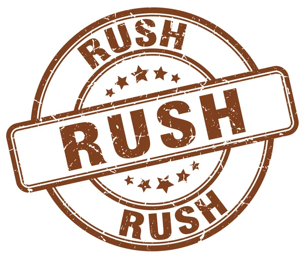 Rush brown grunge round vintage rubber stamp — стоковый вектор