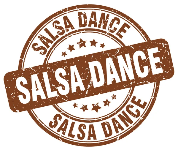 Salsa baile grunge marrón ronda vintage sello de goma — Archivo Imágenes Vectoriales