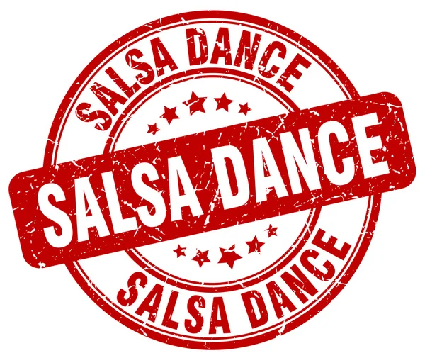 Salsa danse grunge rouge rond timbre en caoutchouc vintage — Image vectorielle