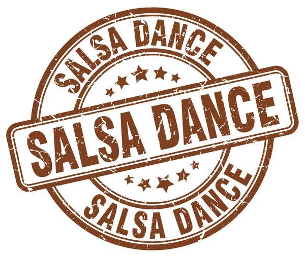 Salsa baile grunge marrón ronda vintage sello de goma — Archivo Imágenes Vectoriales