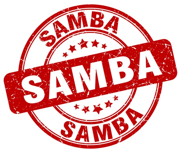 Samba grunge rojo redondo sello de goma vintage — Archivo Imágenes Vectoriales