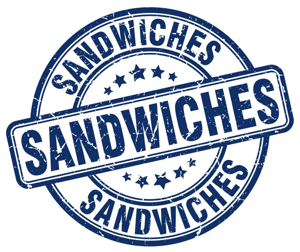 Sándwiches grunge azul ronda sello de goma vintage — Vector de stock